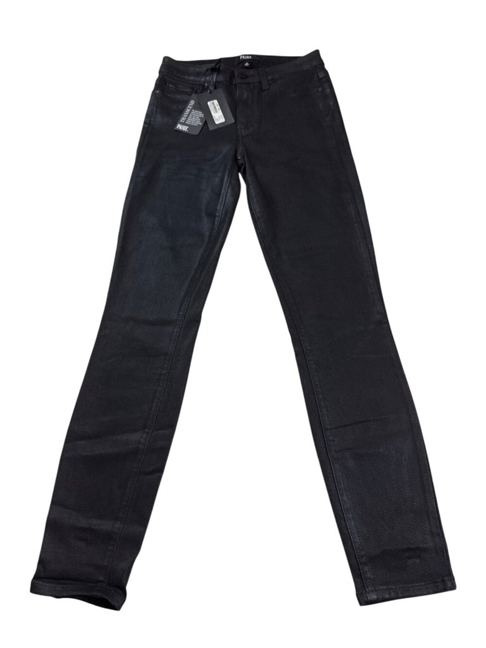 NWT Paige Hoxton Ankle Jeans Black Luxe Coating Size 26 Skinny Stretch (D1121)